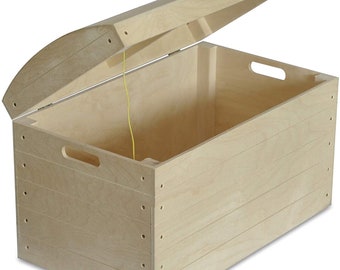 Large Wooden Storage Box Pirate Treasure Chest | 56.5 x 33 x 36.5 cm | Plain, Unpainted & Unfinished with Lid