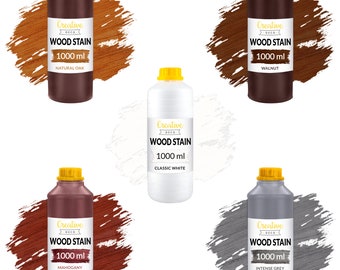 Water Based Wood Stain | 1L | 5 Variants | Varnish for Wallpaper, Wood, Concrete, Brick, Wood Panelling | Acrylic Protection of the Surface