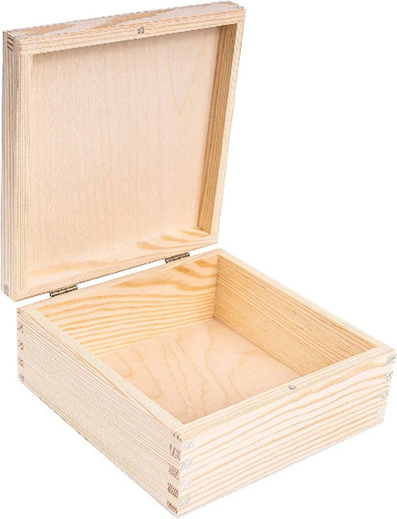 Aufbewahrungsbox aus Holz Unlackiert mit Deckel 4 Größen Schmuckkästchen Hochzeitsgeschenk Bild 2