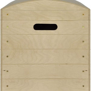 Grote Houten Opbergdoos Piratenschatkist 56,5 x 33 x 36,5 cm Effen, ongeverfd en onafgewerkt met deksel afbeelding 5