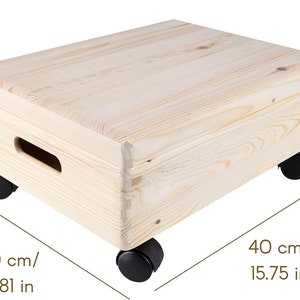 Große Holzkiste mit Deckel und Rollen 2 Größen Holztruhe Erinnerungsbox Holzbox mit Deckel und Griffen ROH & UNGESCHLIFFEN XL | 40x30x14 cm