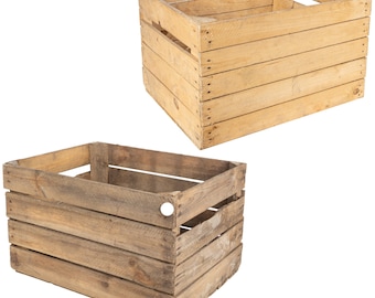 Holzkiste Shabby | 50x40x30 cm | 2 Farben | Alte Obstkiste Natur Holz | Vintage Holzbox | Obsternte Gemüseernte Weinkiste Aufbewahrungsbox