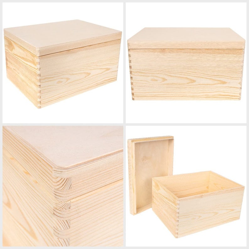 XXL Große Natur Holz-Kiste mit Deckel 40x30x24cm Deckel Erinnerungsbox Holz-Box Unlackiert Kasten Griffen Hochzeitsgeschenk Bild 7