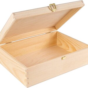 A4 Aufbewahrungsbox aus Holz Unlackiert Einfarbig 2 Größen Aufbewahren von Akten, Werkzeugen und Wertsachen im Büro oder Schlafzimmer Tall