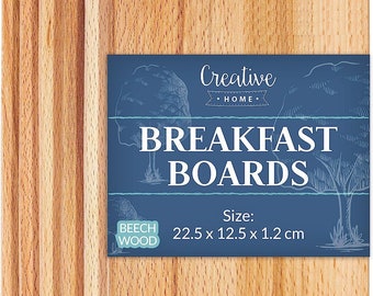 Frühstücksbrettchen Holz Set | 22.5 x 12.5 x 1.2 cm | Holzbrettchen Schneidebrett Brett | Umkehrbar Schneidbrett Brettchen