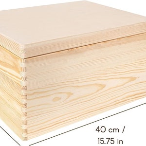 XXL Große Natur Holz-Kiste mit Deckel 40x30x24cm Deckel Erinnerungsbox Holz-Box Unlackiert Kasten Griffen Hochzeitsgeschenk Bild 3