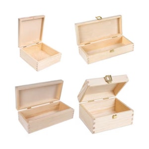 Aufbewahrungsbox aus Holz Unlackiert mit Deckel 4 Größen Schmuckkästchen Hochzeitsgeschenk Bild 1
