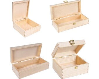 Aufbewahrungsbox aus Holz Unlackiert mit Deckel | 4 Größen | Schmuckkästchen | Hochzeitsgeschenk