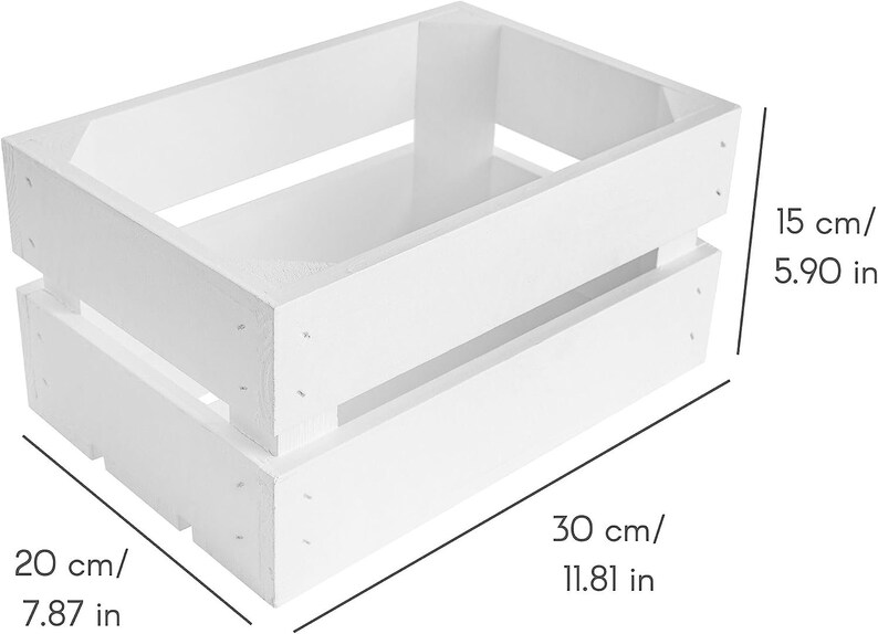 Grande Boîte de Rangement en Bois 3 Tailles Couleur Blanc Naturel Boite Cadeau de Rangement Coffre Coffer Organisateur Vintage 30 x 20 x 15 cm