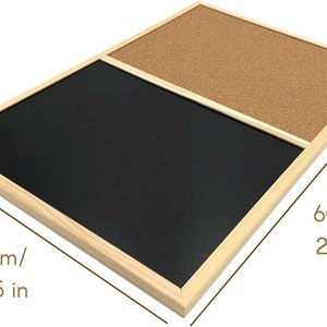 Tableau Liege, Magnetique et Craie Noir Ardoise 2 Tailles Cadre de Pin Eponge Aimants Craie Epingles Incluses 60 x 40 cm