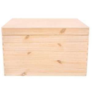 XXL Large Plain Wooden Storage Box 40 x 30 x 24 cm 10 Colours with Lid & Handles Chest Trunk Keepsake Wedding Gift image 9