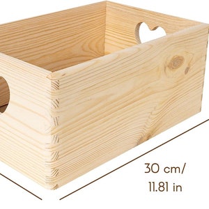 Cassetta di Legno con Manici a Cuore 3 Varianti Maniglie a Cuore Scatola Portaoggetti non Verniciata Legno Naturale Beige immagine 2