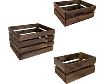 Wooden Storage Box | 3 Sizes | Natural Brown Colour | Vintage Keepsake Chest Wooden Storage Box Gift Box | Wooden Organiser