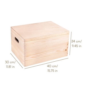 XXL Large Plain Wooden Storage Box 40 x 30 x 24 cm 10 Colours with Lid & Handles Chest Trunk Keepsake Wedding Gift image 7
