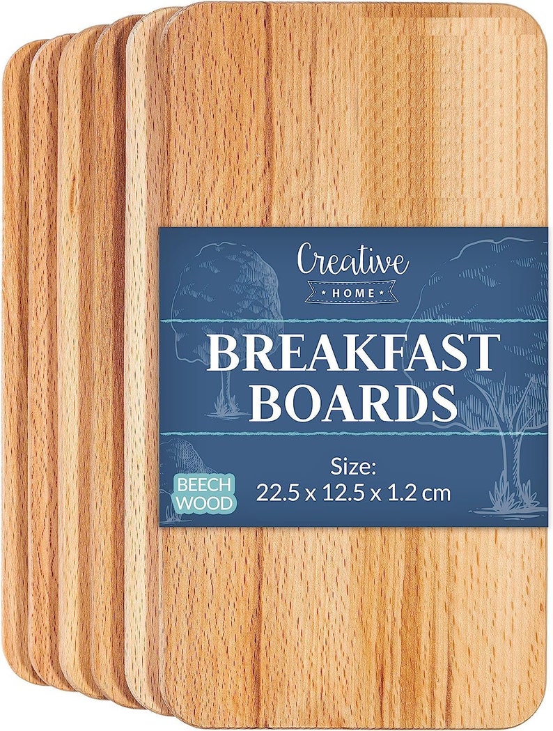 Frühstücksbrettchen Holz Set 22.5 x 12.5 x 1.2 cm Holzbrettchen Schneidebrett Brett Umkehrbar Schneidbrett Brettchen Bild 2