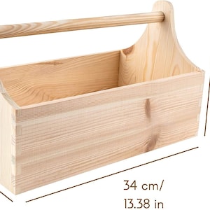 Werkzeugkiste Holz Werkzeugkasten aus Holz 4 Farben 34 x 18 x 20,5 cm / 0,5 cm Werkzeugkoffer leer Toolbox mit Griff Bild 2