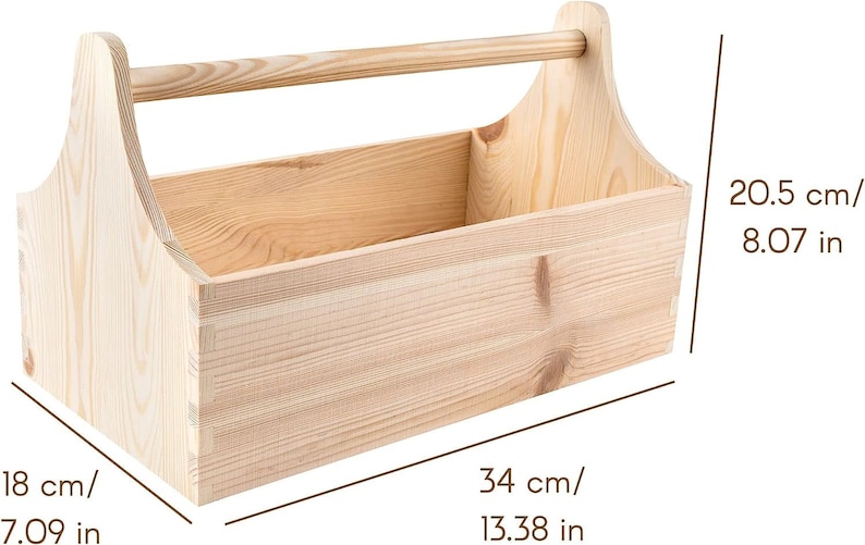 Werkzeugkiste Holz Werkzeugkasten aus Holz 4 Farben 34 x 18 x 20,5 cm / 0,5 cm Werkzeugkoffer leer Toolbox mit Griff Bild 2