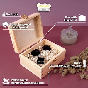 Aufbewahrungsbox aus Holz Unlackiert mit Deckel 4 Größen Schmuckkästchen Hochzeitsgeschenk Bild 5