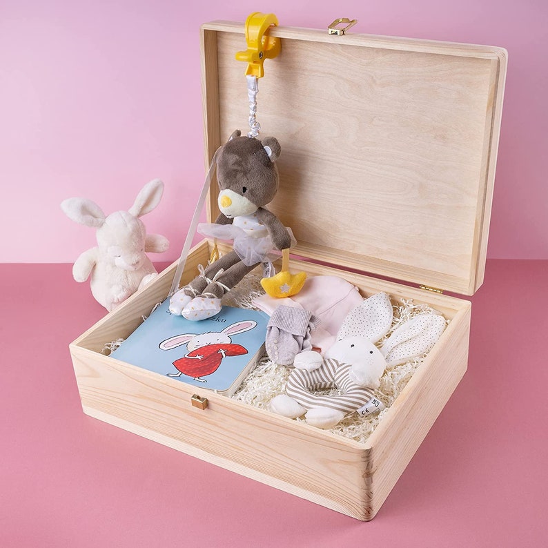 Lockable Plain Wooden Storage Box 3 Sizes with Lid and Lock Wedding Gift Box ROUGH & UNSANDED Wood Keepsake Chest image 4