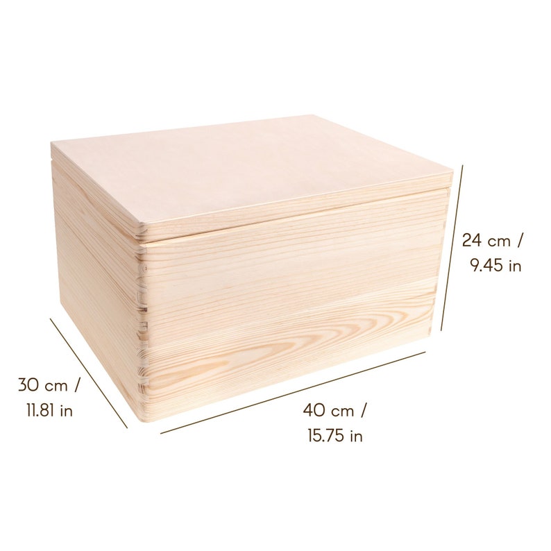 XXL Boite Rangement en Bois à Décorer 40x30x24cm 10 Couleurs avec Couvercle Boîte Grande Caisse Coffre Malle Cadeau de Mariage image 3