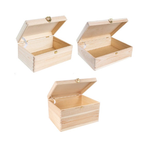 Grande Boite Rangement Verrouillable En Bois, 40 X 30 X 24 Cm (+/- 1 Cm)