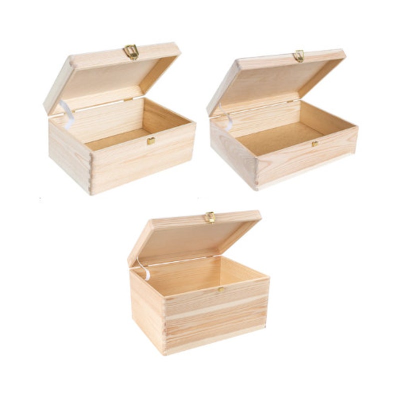 Boîte de Rangement en Bois Verrouillable 2 Tailles avec Couvercle et Serrure Boite Rangement pour Souvenirs Cadeau de Mariage image 1