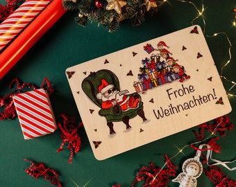 Personalisierte Weihnachts-Aufbewahrungsbox aus Holz | Weihnachtsmann | 4 Varianten | Deckel | Unbemalte Geschenk-Erinnerungsbox