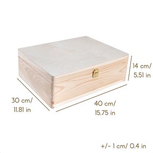 Boîte de Rangement en Bois Verrouillable 2 Tailles avec Couvercle et Serrure Boite Rangement pour Souvenirs Cadeau de Mariage 40 x 30 x 14 cm