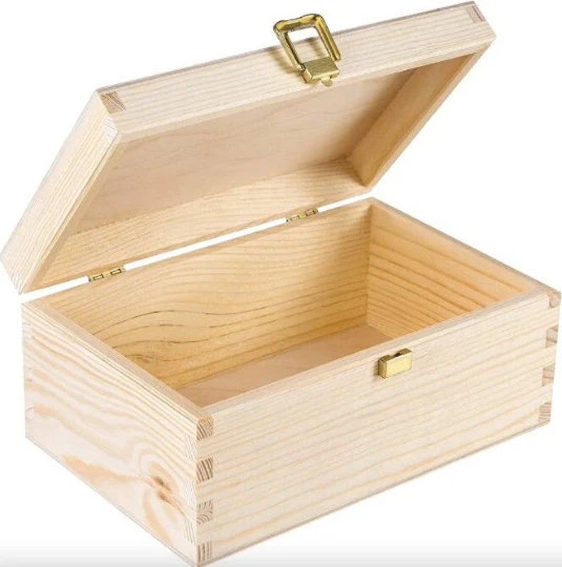 Aufbewahrungsbox aus Holz Unlackiert mit Deckel 4 Größen Schmuckkästchen Hochzeitsgeschenk Bild 4