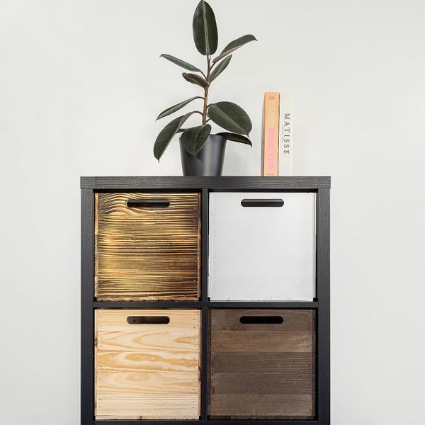 Large Wooden Storage Box | 33 x 37 x 33 cm | 4 Colours | Suitable for Kallax Shelves | Comfortable Handles | Wooden Organiser