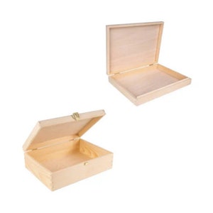 A4 Aufbewahrungsbox aus Holz Unlackiert Einfarbig 2 Größen Aufbewahren von Akten, Werkzeugen und Wertsachen im Büro oder Schlafzimmer Bild 1