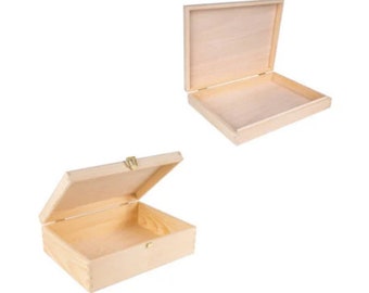 A4 Boîte de Rangement en Bois Non Peint | 2 Tailles | Fichiers, Outils, Documents au Bureau | Boite Rangement