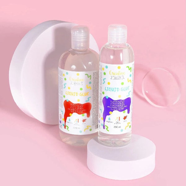 Colle Liquide pour Slime | 2 Variantes | Idéal pour Verre, Tissu, Carton, Bois, Papier | Parfait pour Bricolage et Loisir Creatif