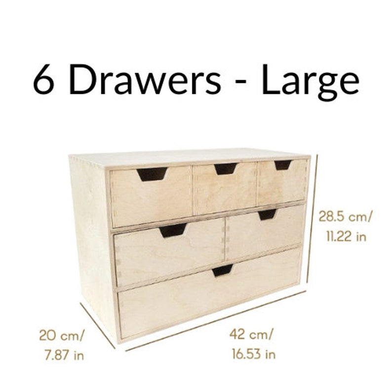 Commode en bois 7 variantes Organisateur de Bureau pour Documents Papier Plateau pour le Stockage des Accessoires de Bureau 6 Drawers - Large