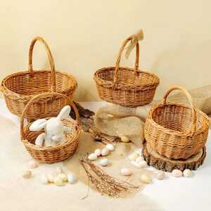 Small Easter Basket Wicker Basket 6 Variants Easter Egg Basket Natural Brown Wicker Lightweight & Handwoven image 1