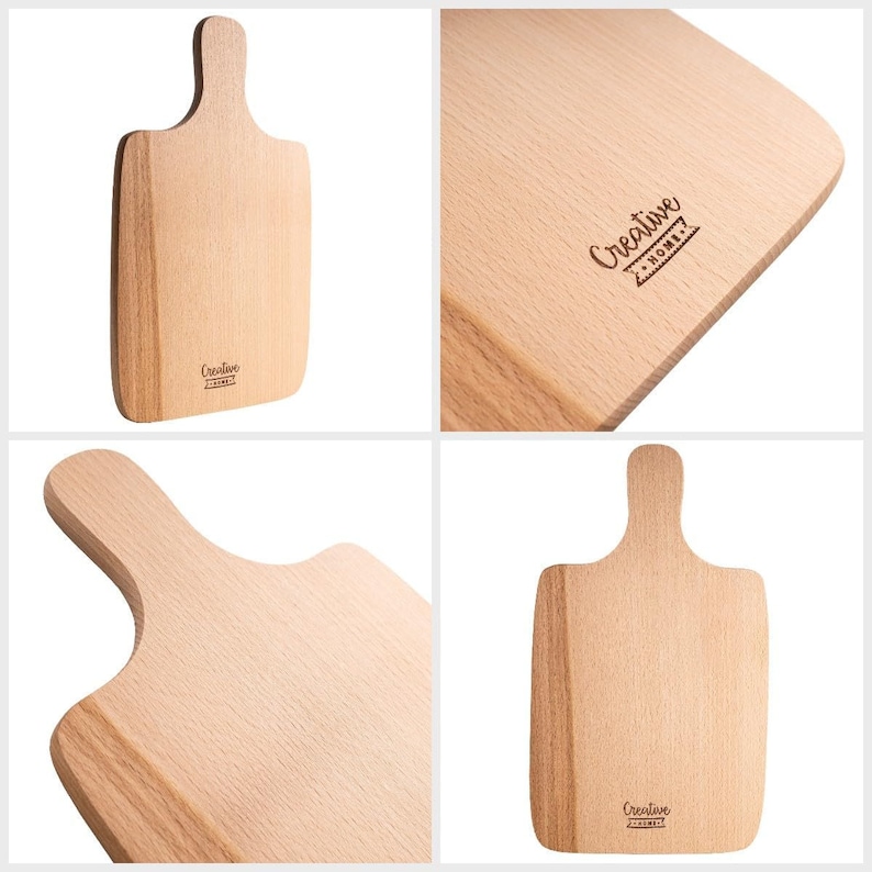 Small Wooden Cutting Chopping Board 35 x 20 x 1.5 cm / 0.5 cm Paddle Serving Platter with Handle Rectangular Kitchen Board image 9