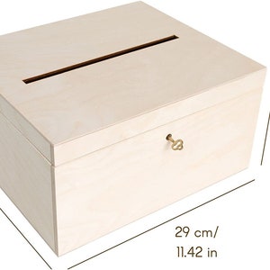 Verrouillable Boite de Rangement en Bois Non Peint Cadeau de Mariage avec Couvercle et Serrure Boite a Souvenir Carte Lettre image 3