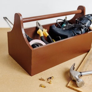 Werkzeugkiste Holz Werkzeugkasten aus Holz 4 Farben 34 x 18 x 20,5 cm / 0,5 cm Werkzeugkoffer leer Toolbox mit Griff Bild 9