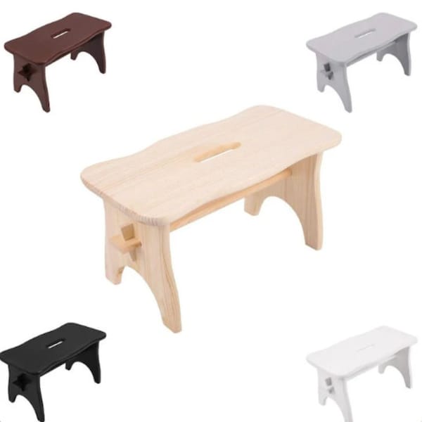 Marche Repose Pied Bois | 5 Couleurs | 38 x 19 x 21 cm | Bureau, Chaise, Plante, Petit Tabouret Bas | Banc en Bois