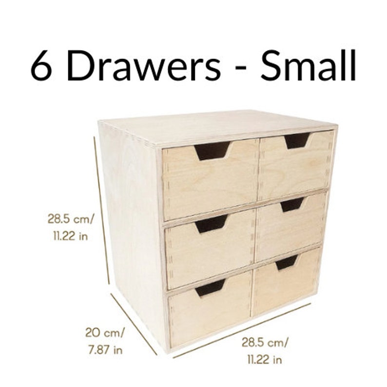 Commode en bois 7 variantes Organisateur de Bureau pour Documents Papier Plateau pour le Stockage des Accessoires de Bureau 6 Drawers - Small