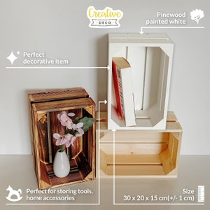 Große Aufbewahrungsbox aus Holz 3 Größen Natürliche Weiße Farbe Vintage-Andenkentruhe aus Holz, Geschenkbox Organizer aus Holz Bild 4