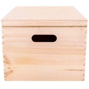 XXL Large Plain Wooden Storage Box 40 x 30 x 24 cm 10 Colours with Lid & Handles Chest Trunk Keepsake Wedding Gift image 8