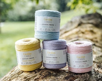 200m Pastel Macrame Cord | 4 Colours | 3mm Thickness | Cotton-Polyester Rope String Yarn Twine Elastic Cord