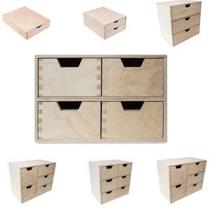 Wooden Chest of Drawers | 7 Variants | Desk Organiser for Paper-Work Files Documents | Plain Stationary Tray for Office Accessories Storage