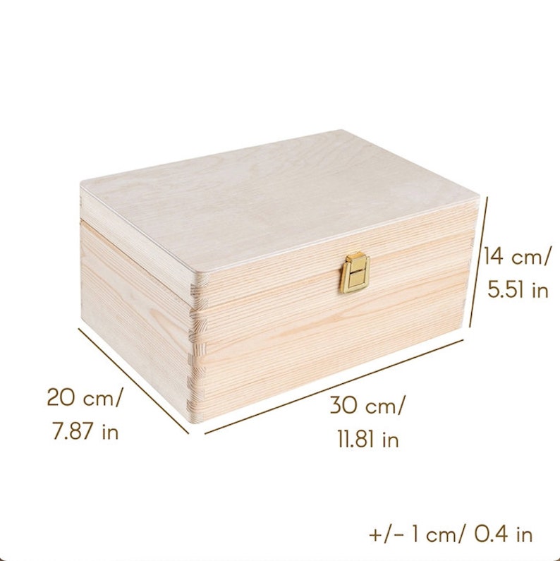 Boîte de Rangement en Bois Verrouillable 2 Tailles avec Couvercle et Serrure Boite Rangement pour Souvenirs Cadeau de Mariage 30 x 20 x 14 cm