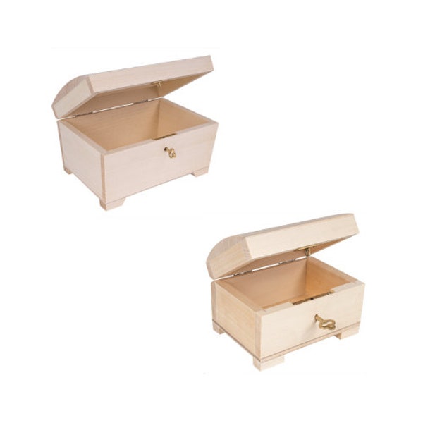 Boîte a Bijoux en Bois | 2 Tailles | Boite de Rangement Verrouillable avec Clé | Plain Non-Peint Non-Fini | Coffre Caisse Cadeau de Mariage