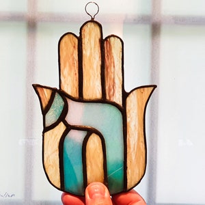 Stained Glass Chay Hamsa