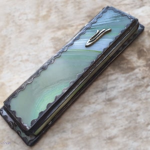 Stained Glass Olive Mezuza Case