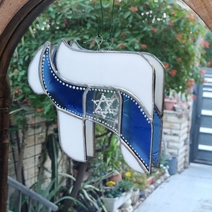 Buntglas Chai mit israelischer Flagge