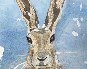 Hare original watercolour painting fine art giclee print